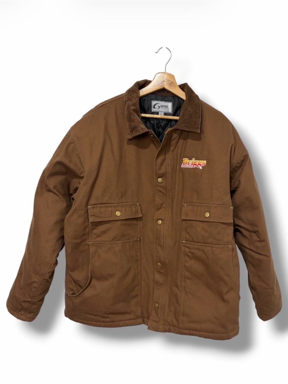 GTM Sportswear Canvas Chore Work jacket Brown Corduroy Collar Size XL